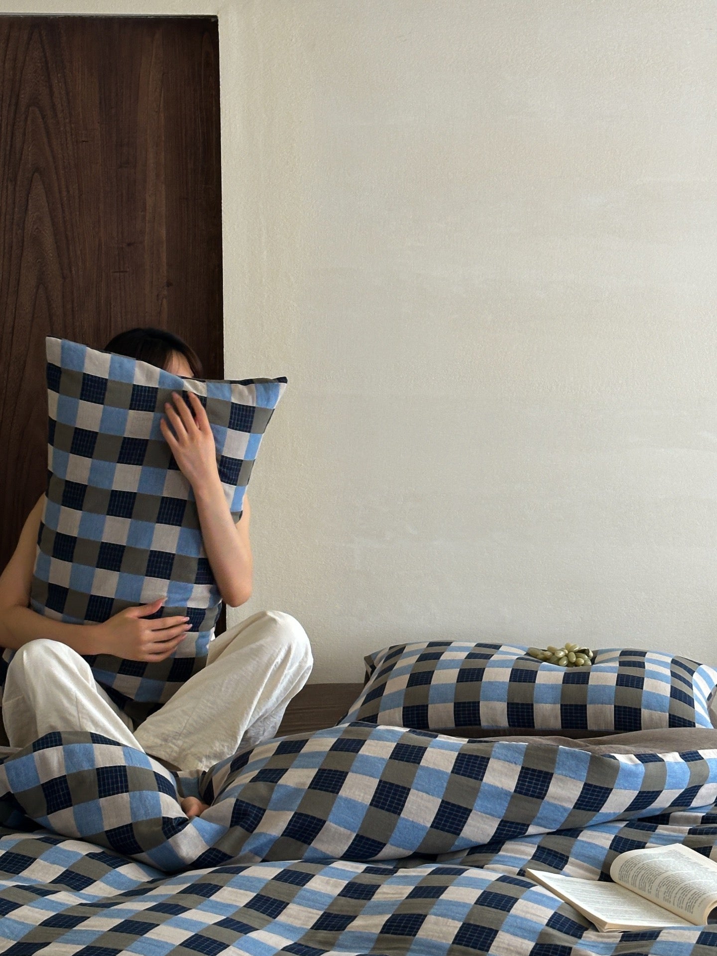 Harbor Gingham Cotton Muslin Duvet Cover original reference image 1
