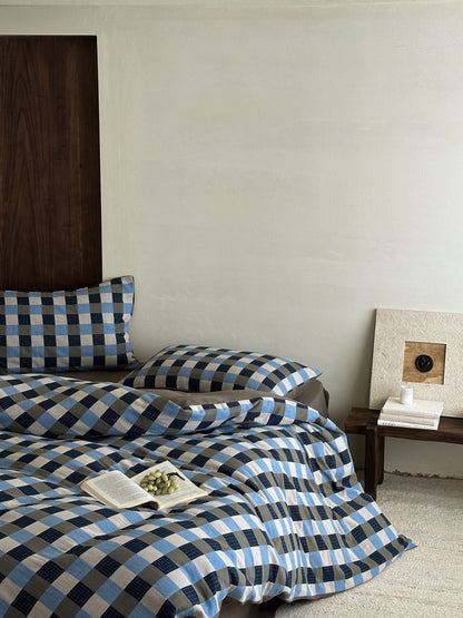 Harbor Gingham Cotton Muslin Duvet Cover original reference image 3