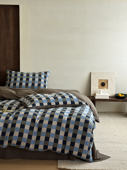 Harbor Gingham Cotton Muslin Duvet Cover original reference image 7