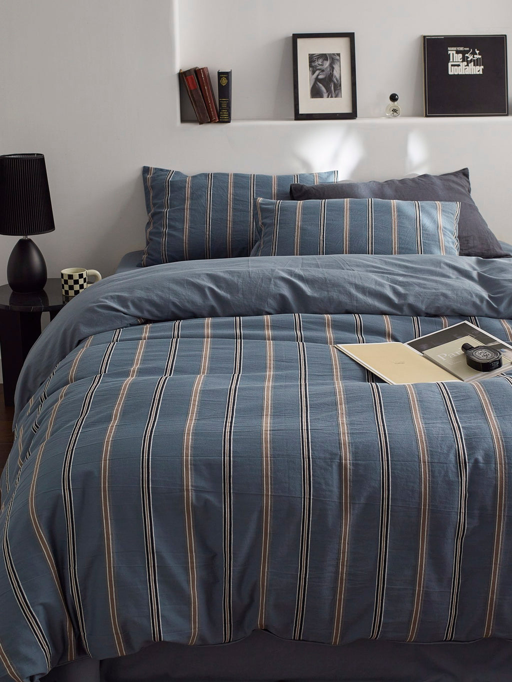 Harbor Ridge Stripe Cotton Jacquard Duvet Cover original reference image 3