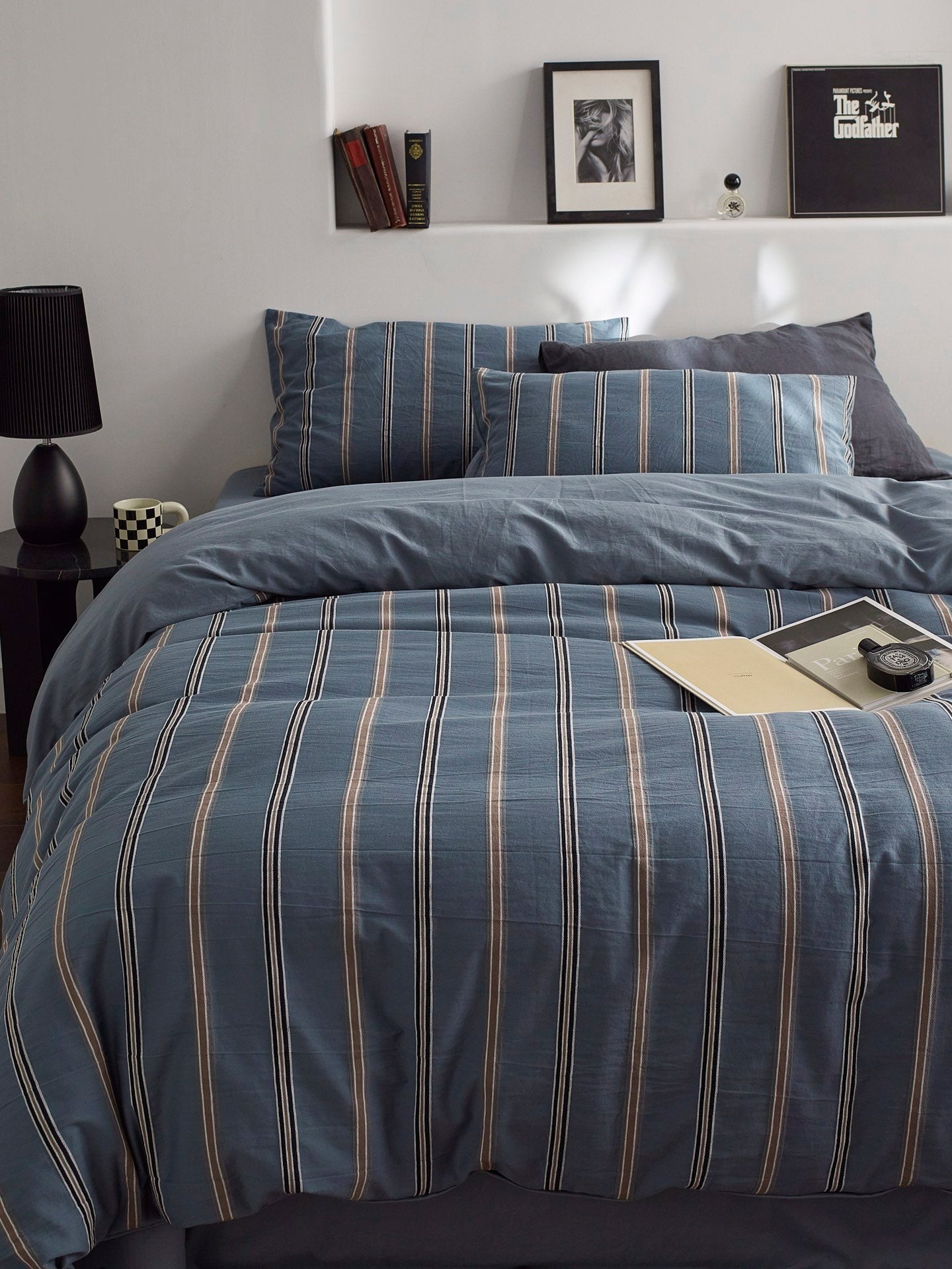Harbor Ridge Stripe Cotton Jacquard Duvet Cover original reference image 3