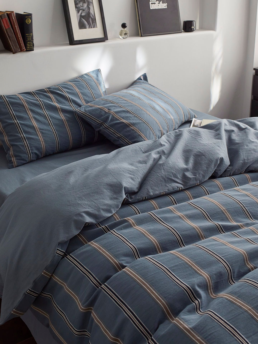 Harbor Ridge Stripe Cotton Jacquard Duvet Cover original reference image 4