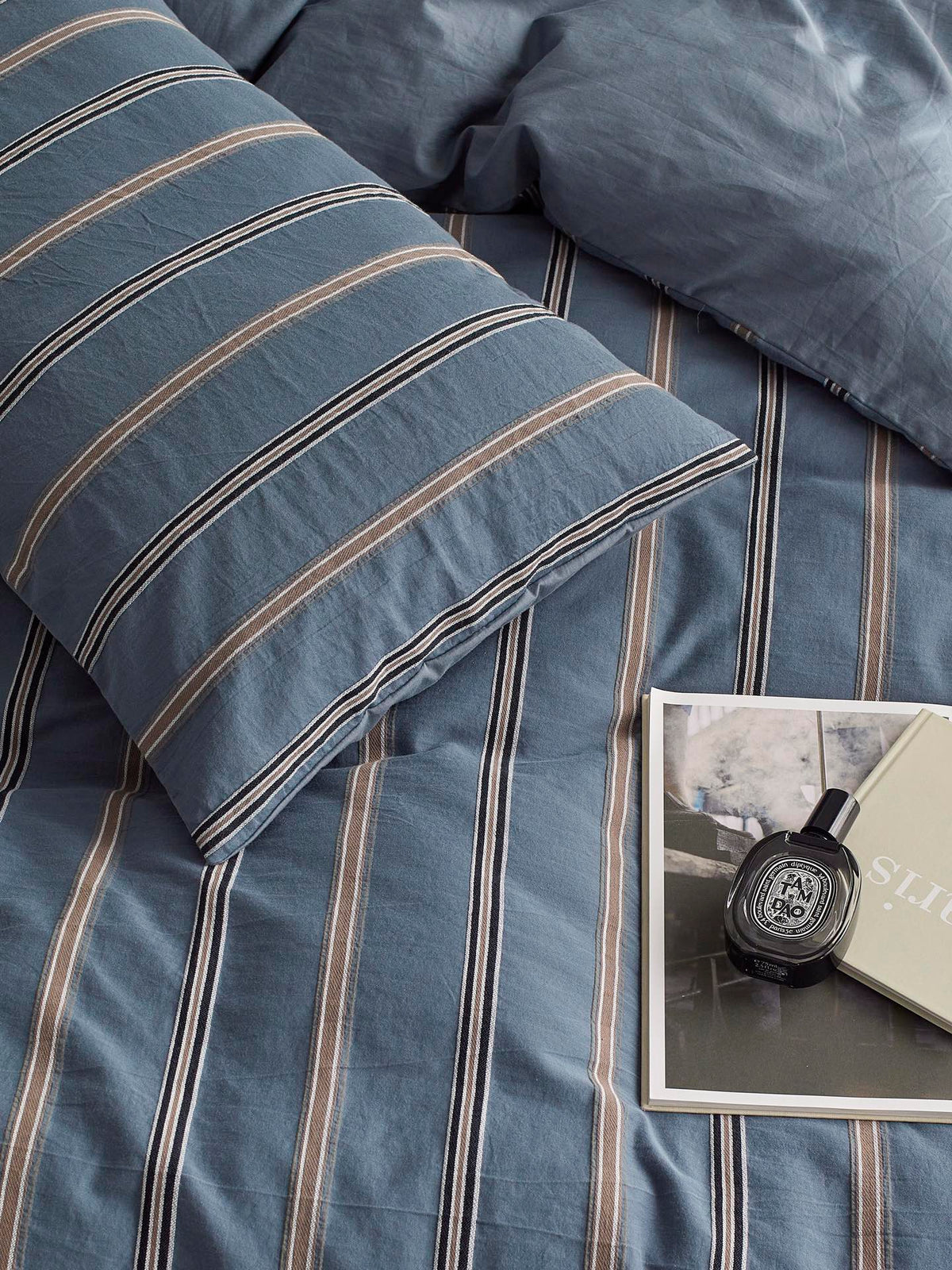 Harbor Ridge Stripe Cotton Jacquard Duvet Cover original reference image 6