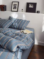 Harbor Ridge Stripe Cotton Jacquard Duvet Cover original reference image 8