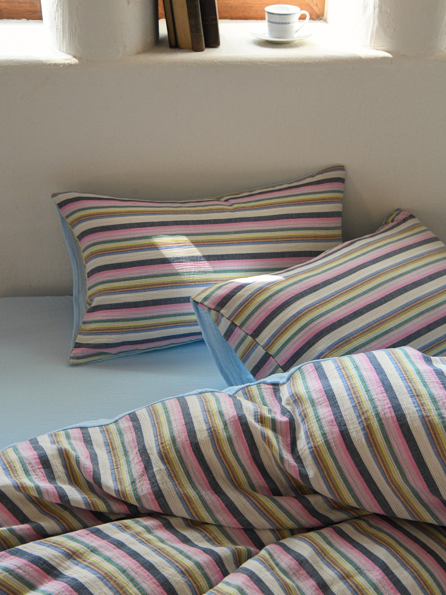 Harbor Stripe Cotton Muslin Duvet Cover original reference image 1
