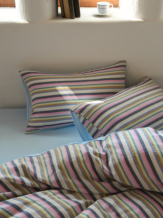 Harbor Stripe Cotton Muslin Duvet Cover original reference image 1