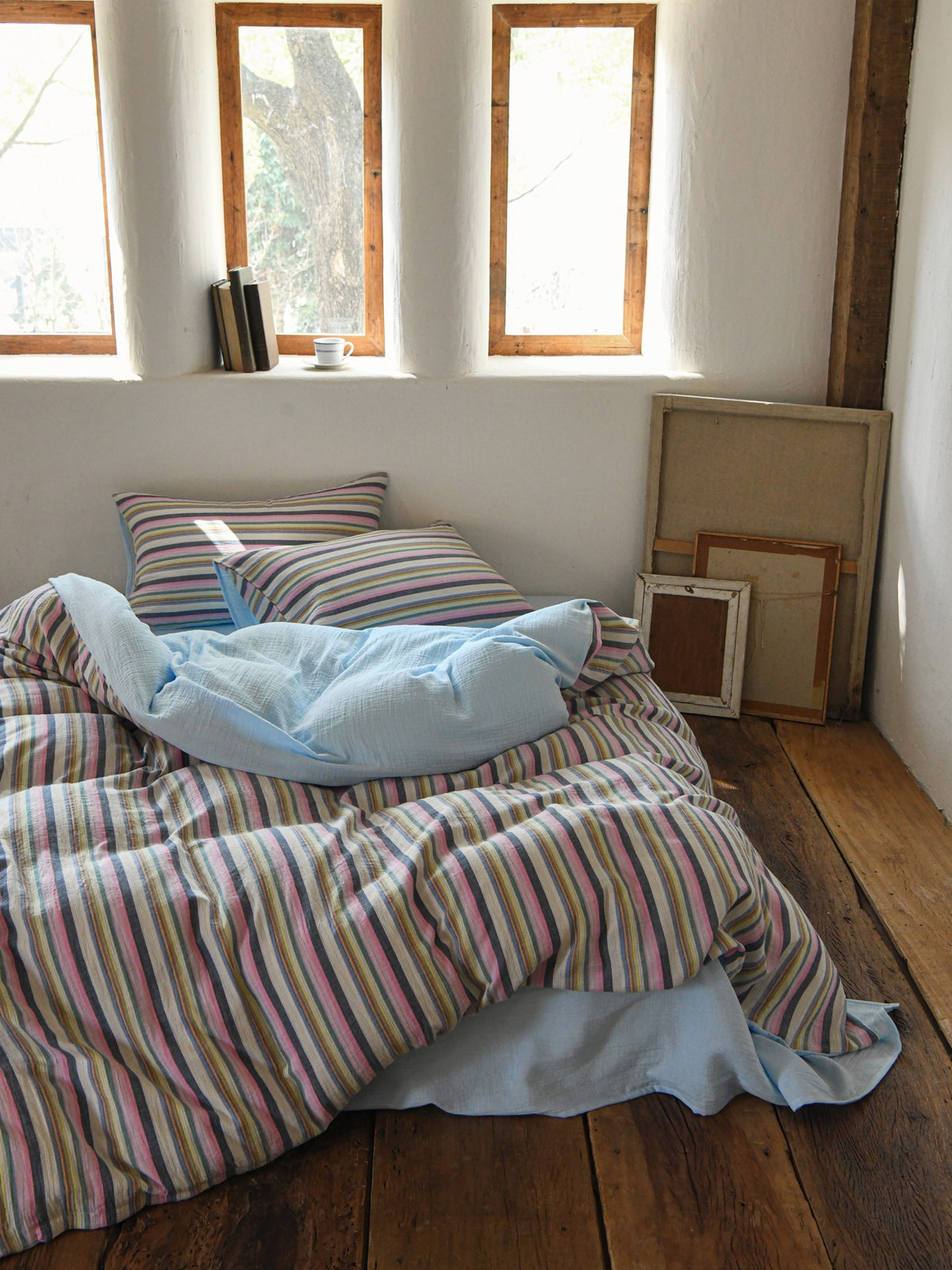 Harbor Stripe Cotton Muslin Duvet Cover original reference image 4