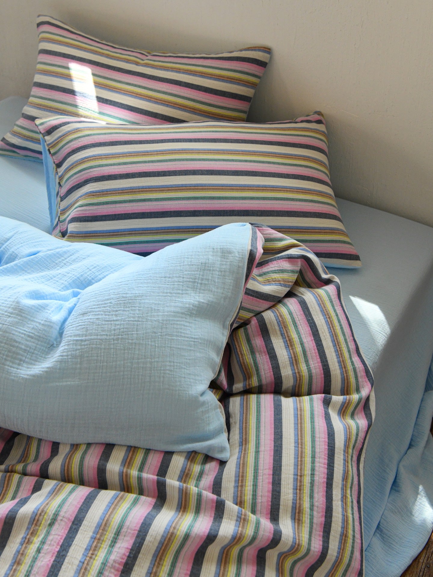 Harbor Stripe Cotton Muslin Duvet Cover original reference image 5
