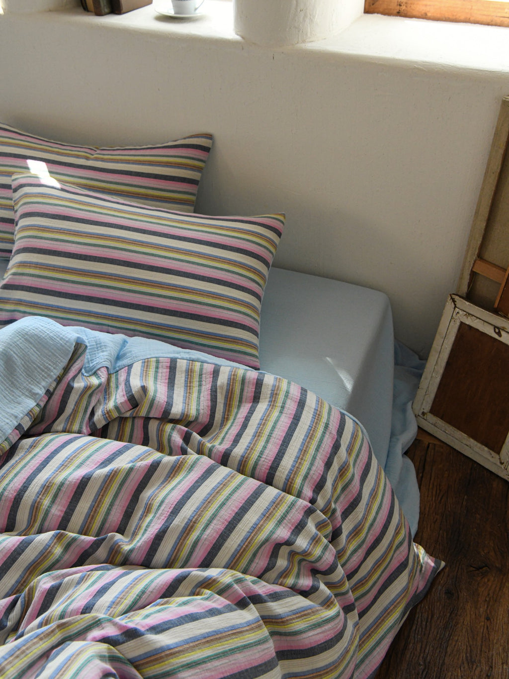 Harbor Stripe Cotton Muslin Duvet Cover original reference image 7