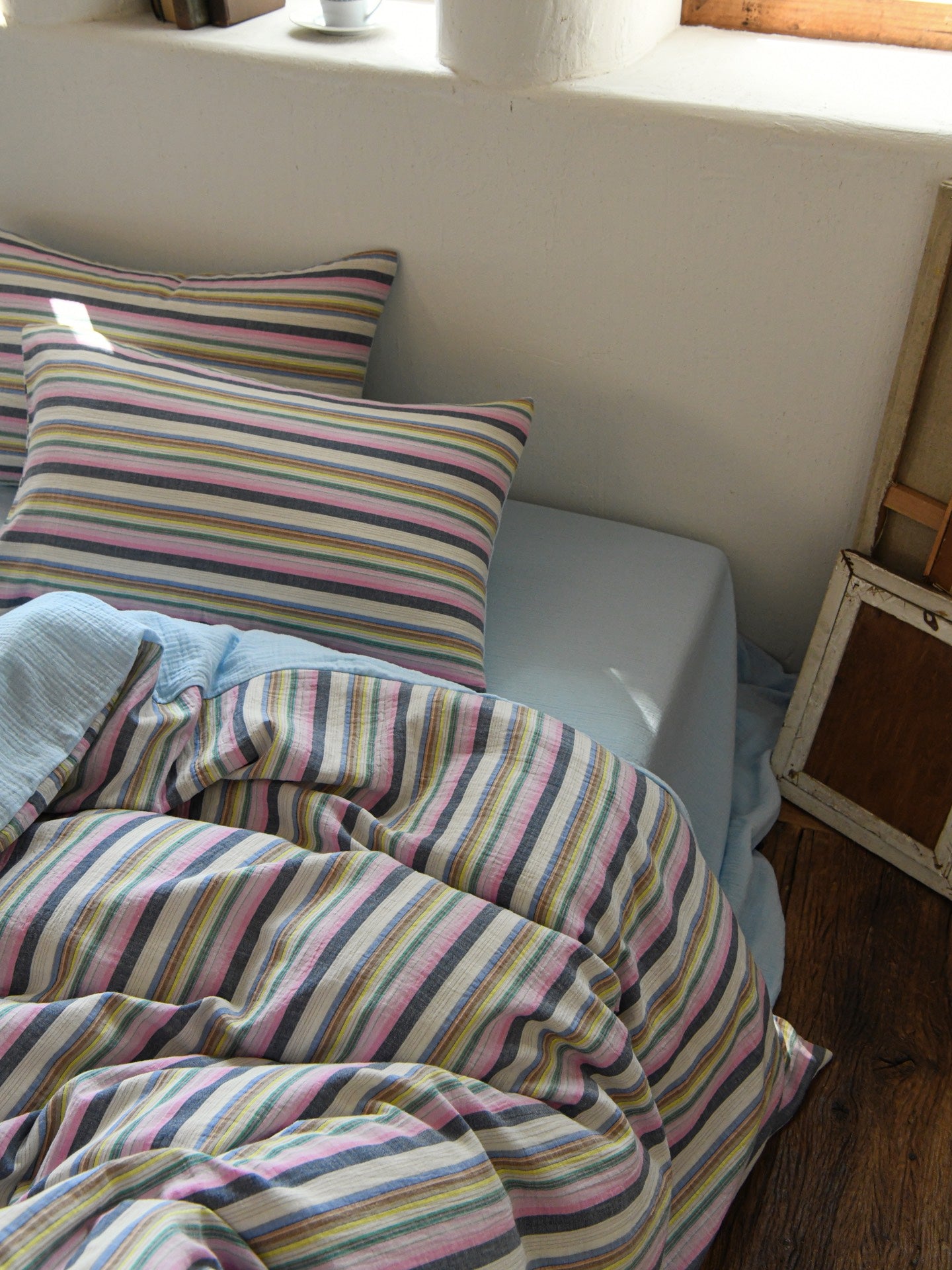 Harbor Stripe Cotton Muslin Duvet Cover original reference image 7