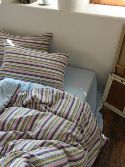 Harbor Stripe Cotton Muslin Duvet Cover original reference image 7