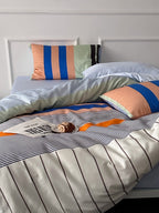 Harbor Stripe Printed Cotton Sateen Duvet Cover original reference image 2