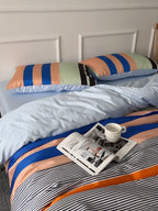 Harbor Stripe Printed Cotton Sateen Duvet Cover original reference image 5