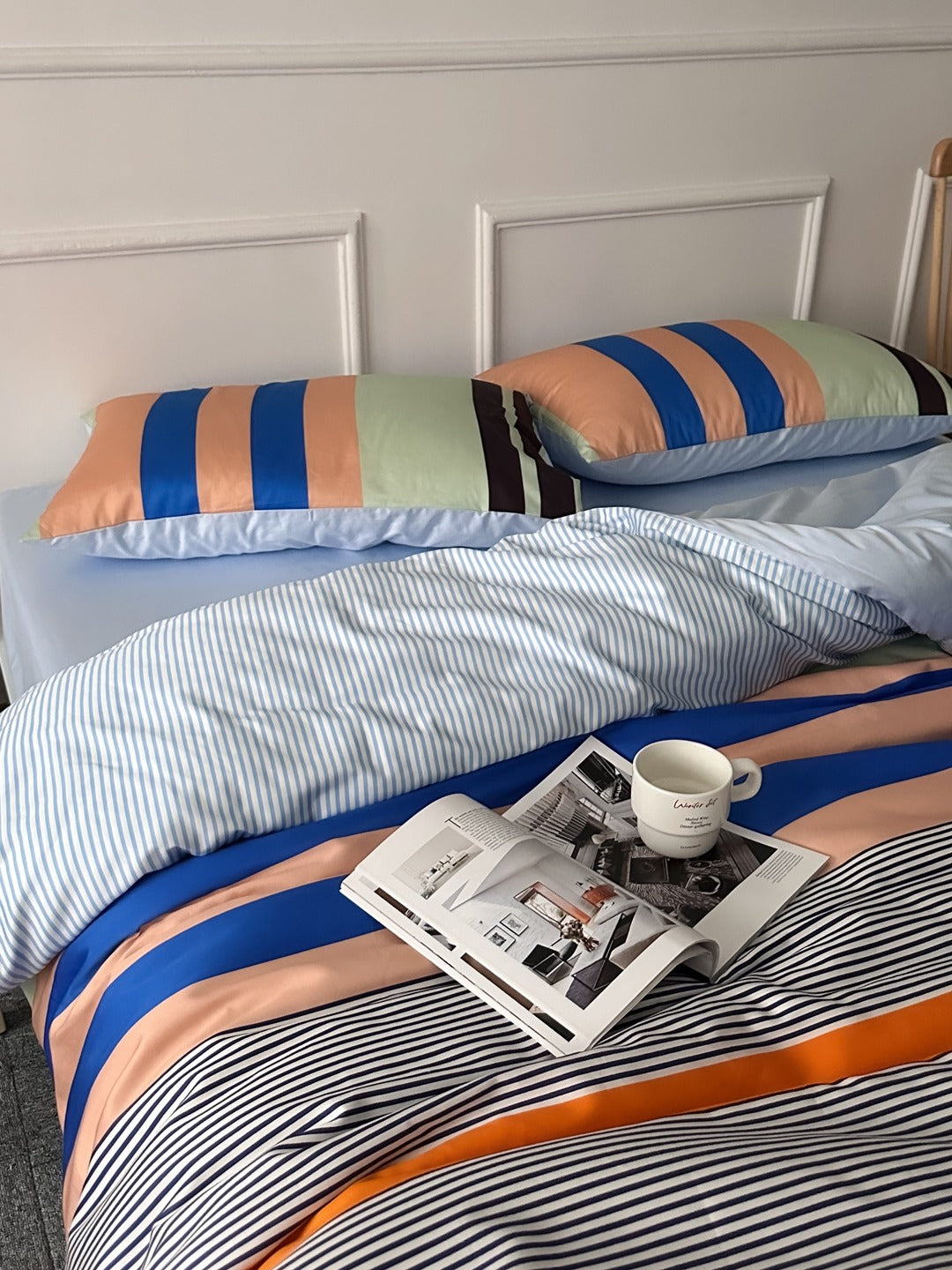 Harbor Stripe Printed Cotton Sateen Duvet Cover original reference image 5