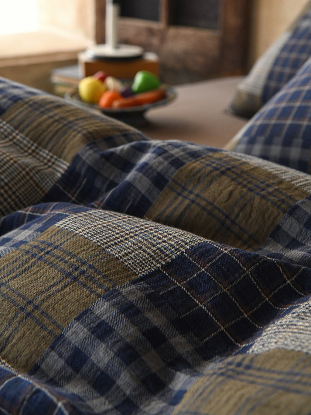 Heritage Patchwork Plaid Cotton Muslin Duvet Cover original reference image 6