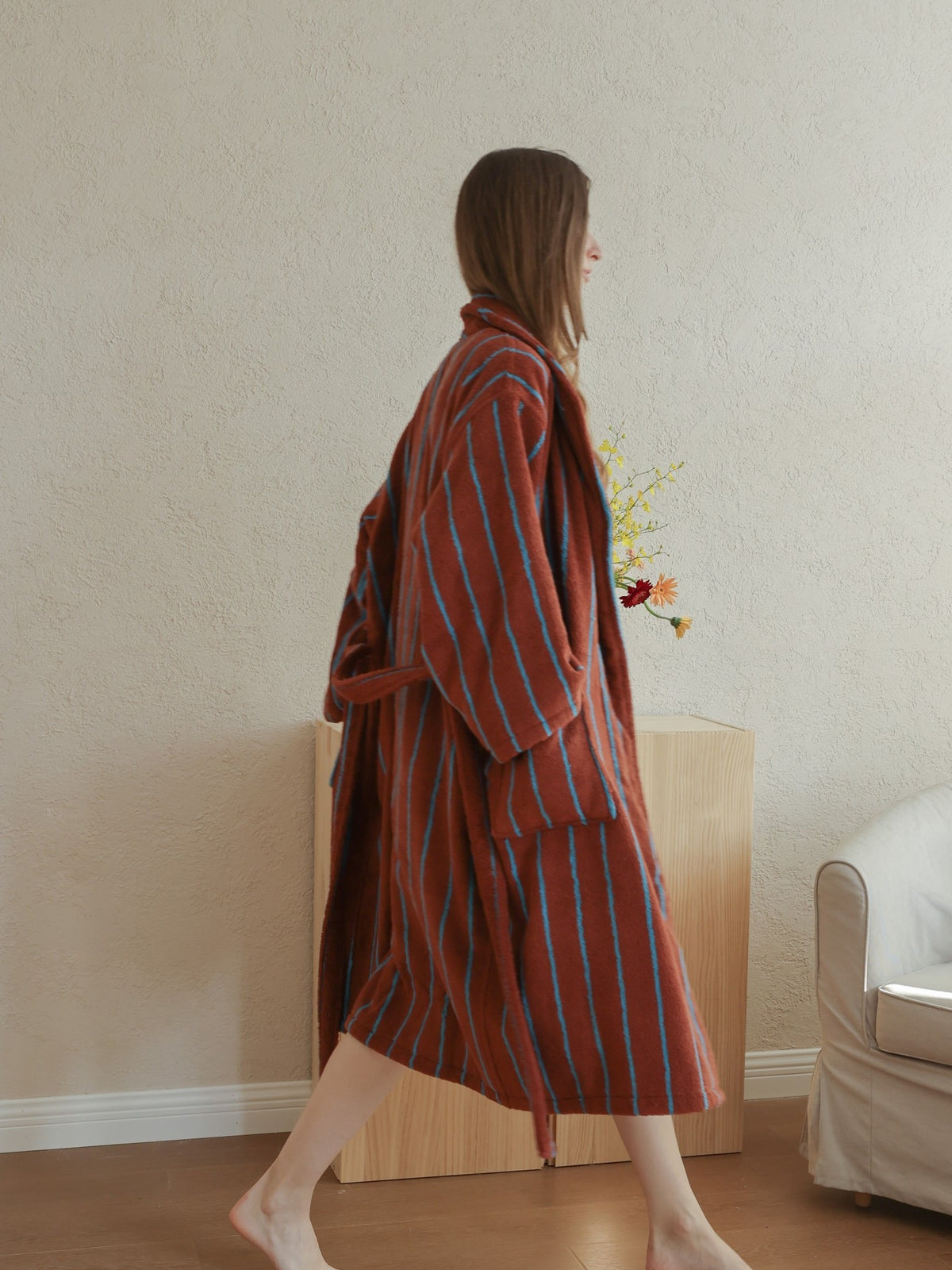 Heritage Stripe Cotton Bathrobe original reference image 1