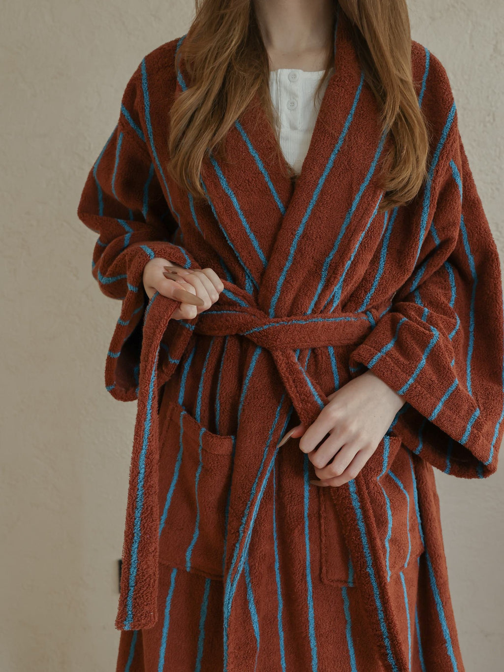 Heritage Stripe Cotton Bathrobe original reference image 2