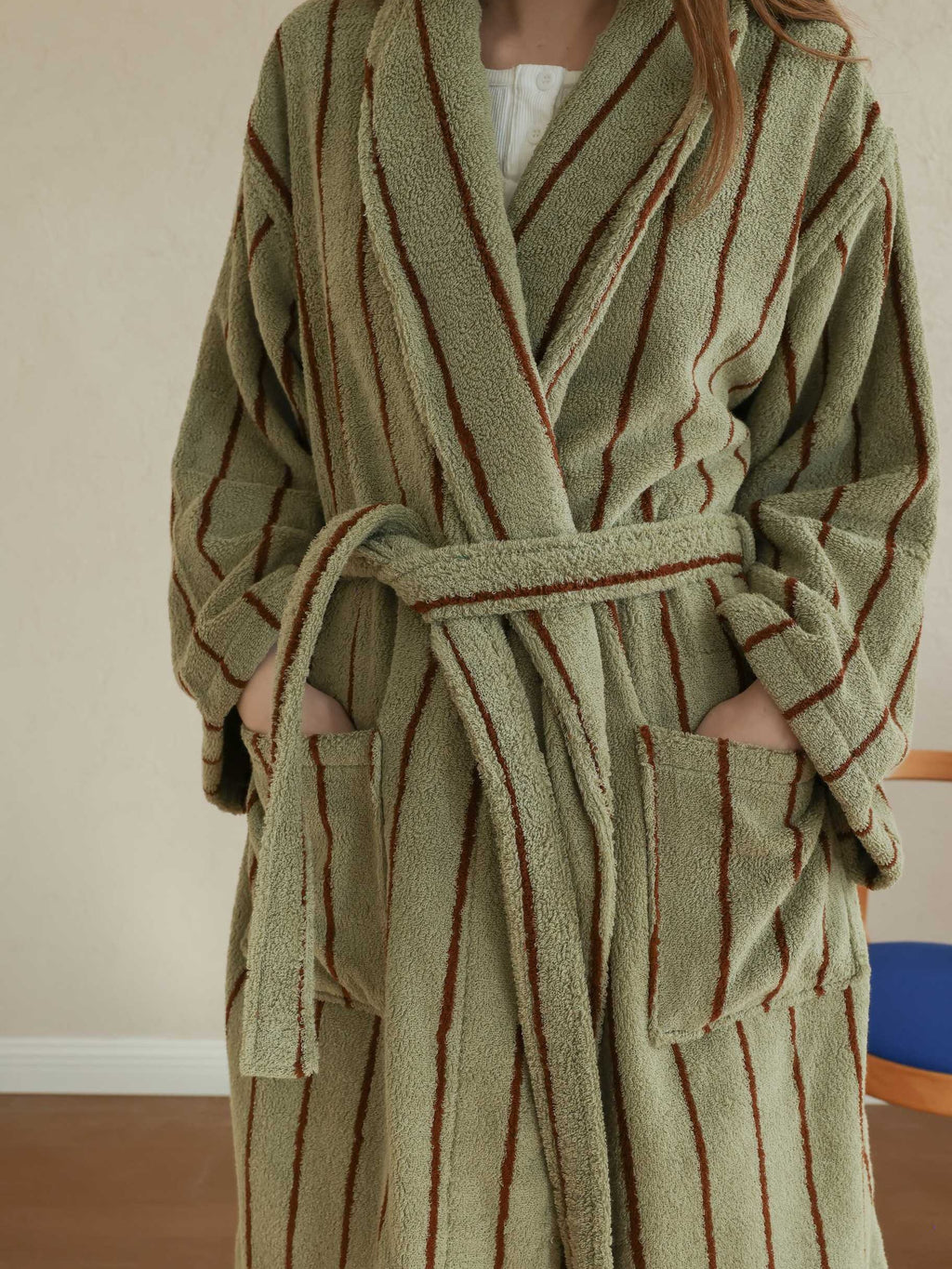 Heritage Stripe Cotton Bathrobe original reference image 9