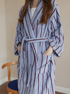 Heritage Stripe Cotton Bathrobe original reference image 11