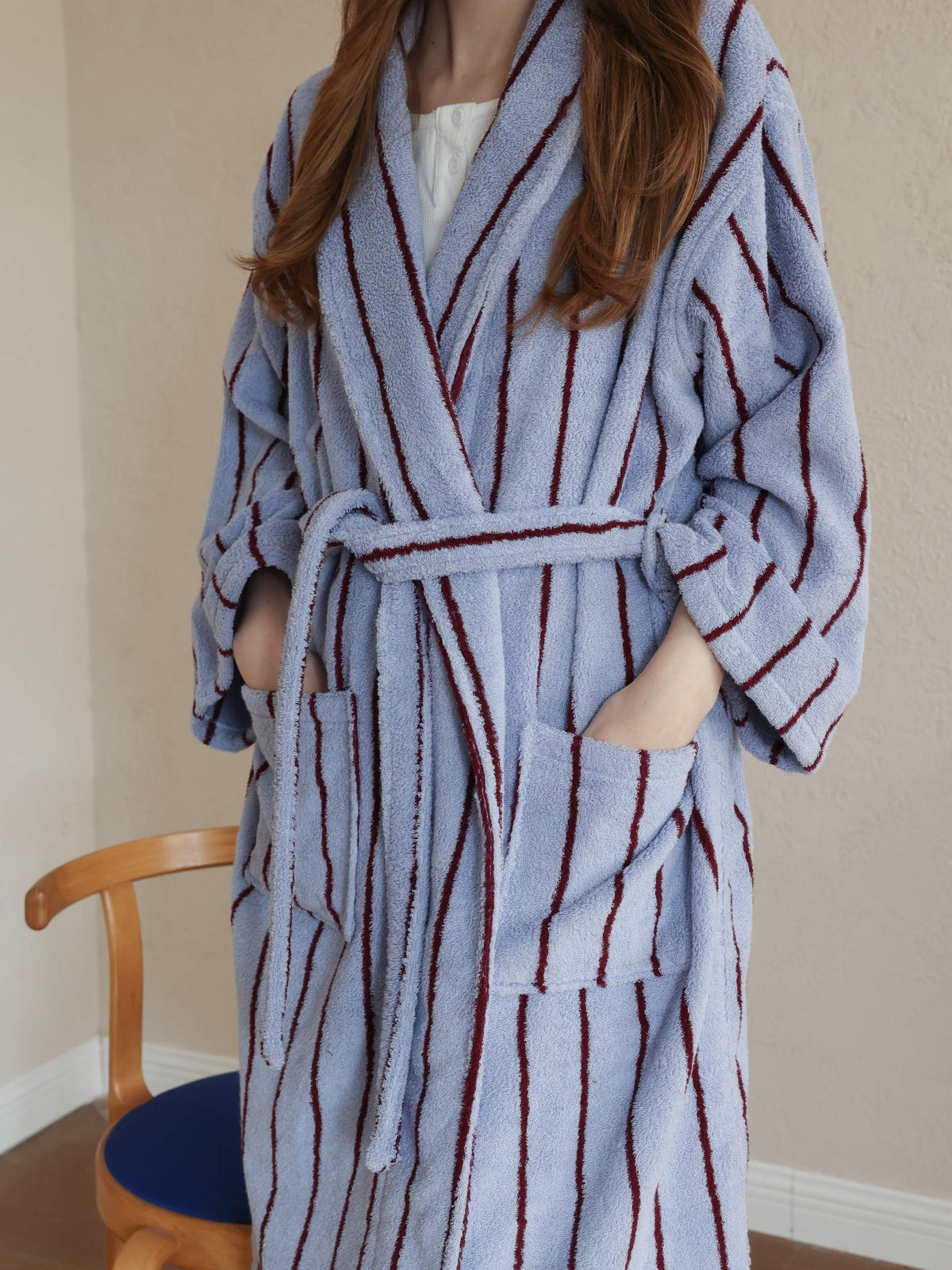 Heritage Stripe Cotton Bathrobe original reference image 11