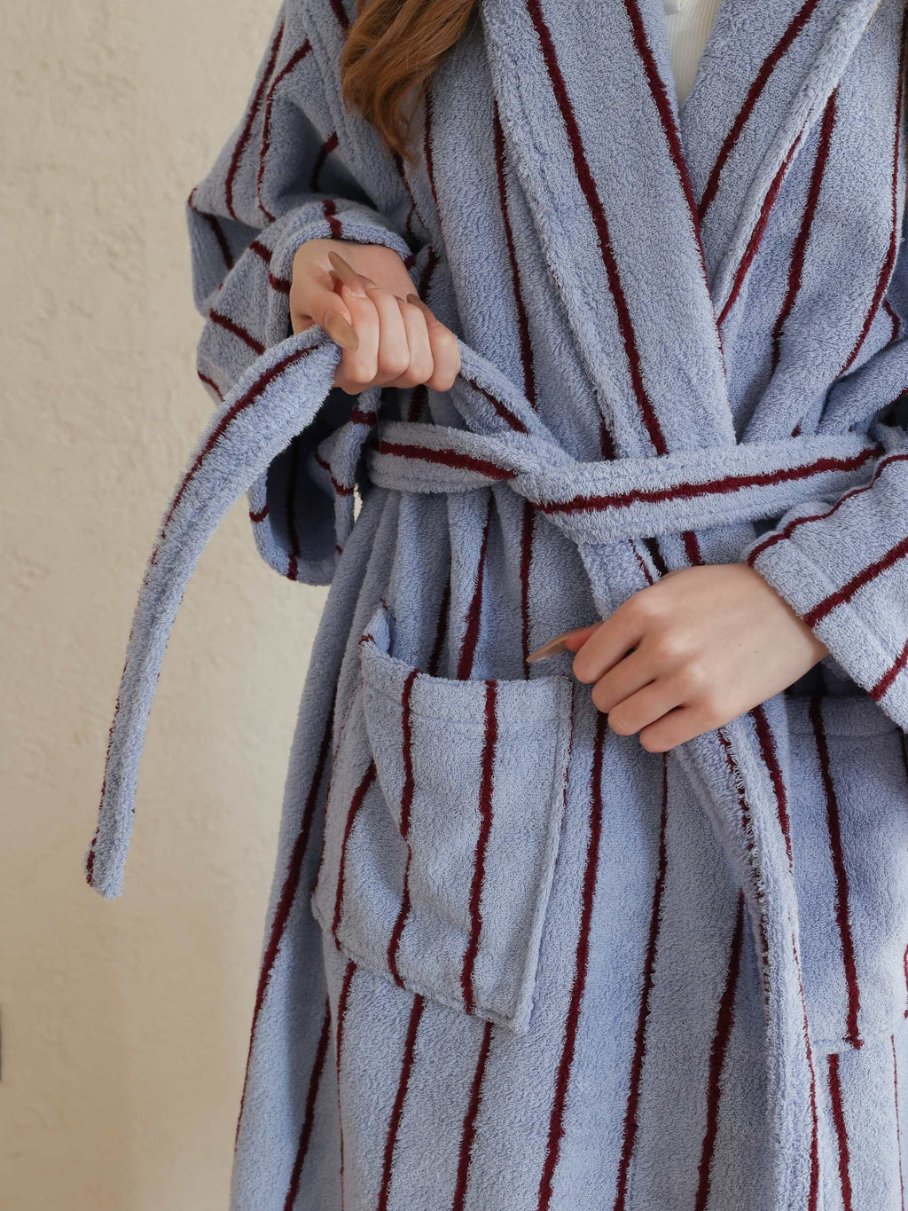Heritage Stripe Cotton Bathrobe original reference image 12