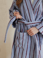 Heritage Stripe Cotton Bathrobe original reference image 12