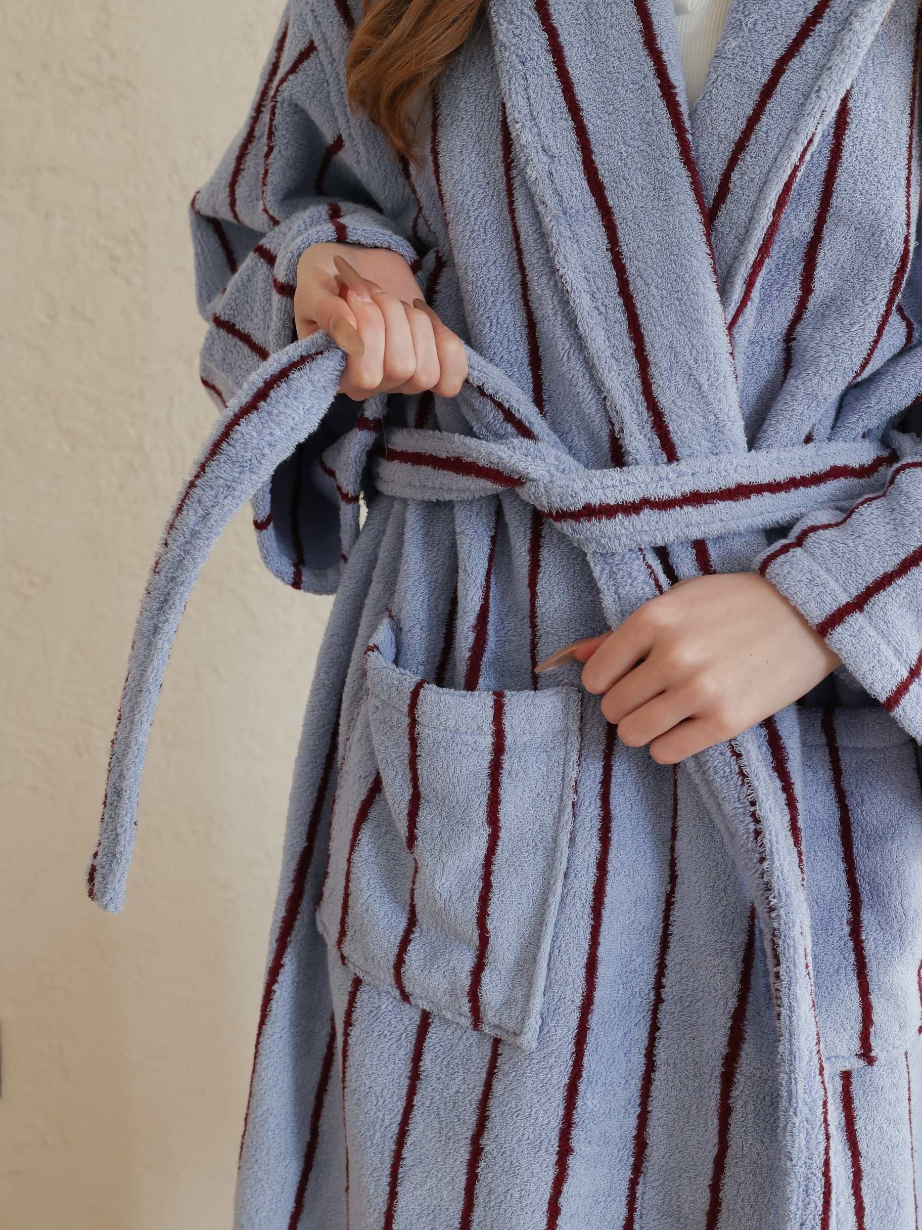Heritage Stripe Cotton Bathrobe original reference image 12
