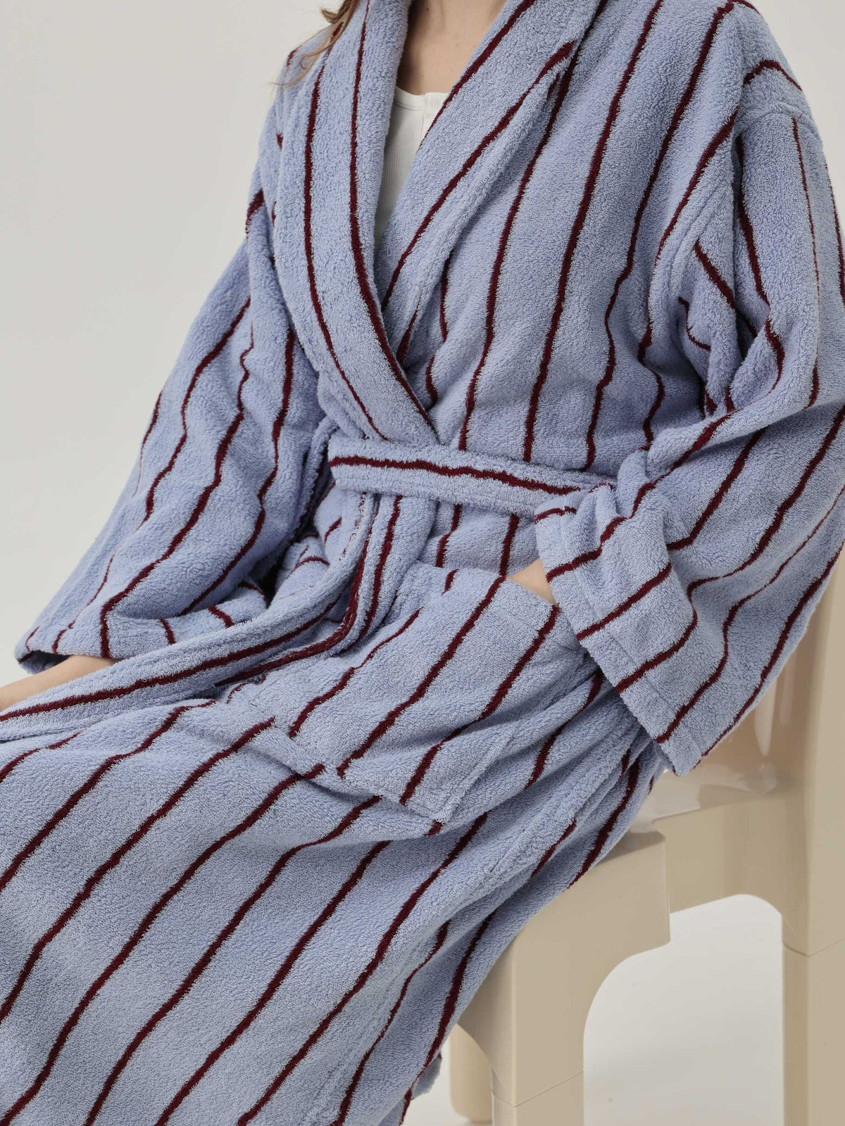 Heritage Stripe Cotton Bathrobe original reference image 13