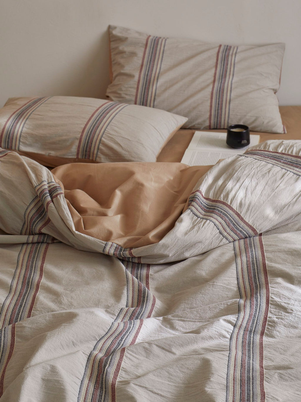 Heritage Stripe Cotton Jacquard Duvet Cover - Clay original reference image 3