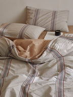 Heritage Stripe Cotton Jacquard Duvet Cover - Clay original reference image 3