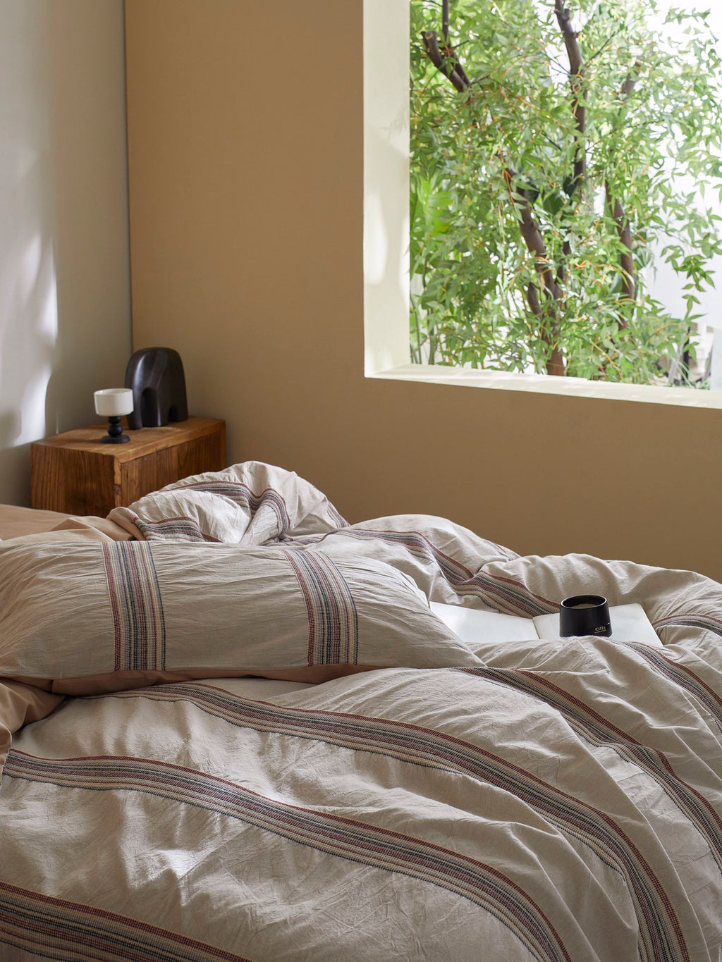 Heritage Stripe Cotton Jacquard Duvet Cover - Clay original reference image 5