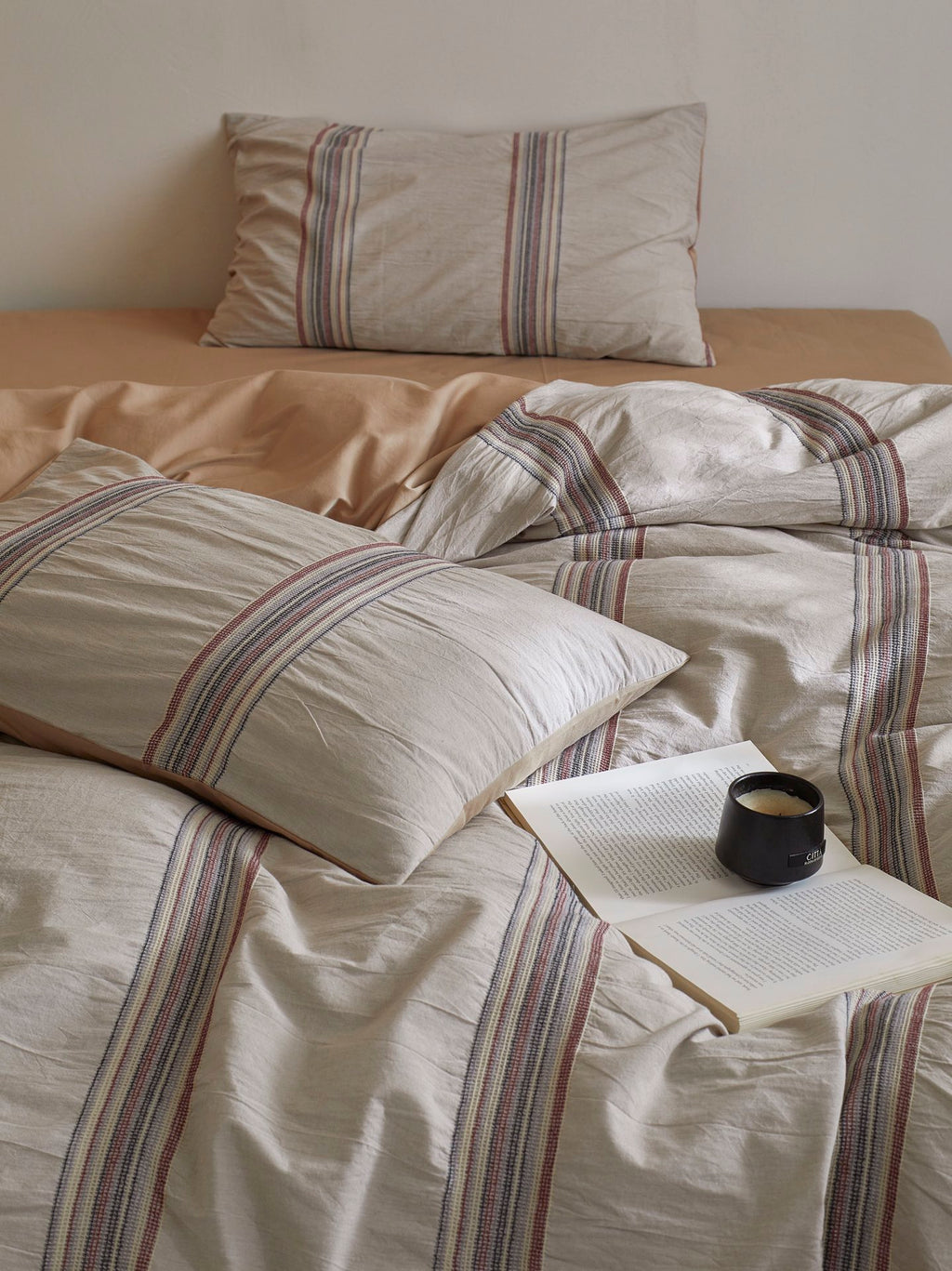 Heritage Stripe Cotton Jacquard Duvet Cover - Clay original reference image 6