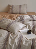 Heritage Stripe Cotton Jacquard Duvet Cover - Clay original reference image 6