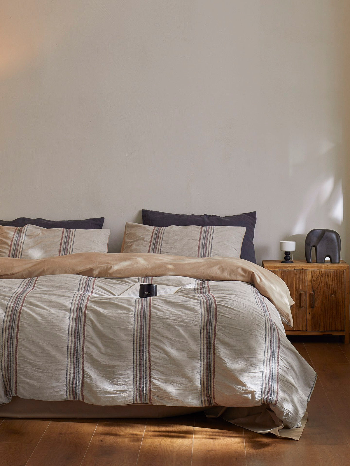 Heritage Stripe Cotton Jacquard Duvet Cover - Clay original reference image 9