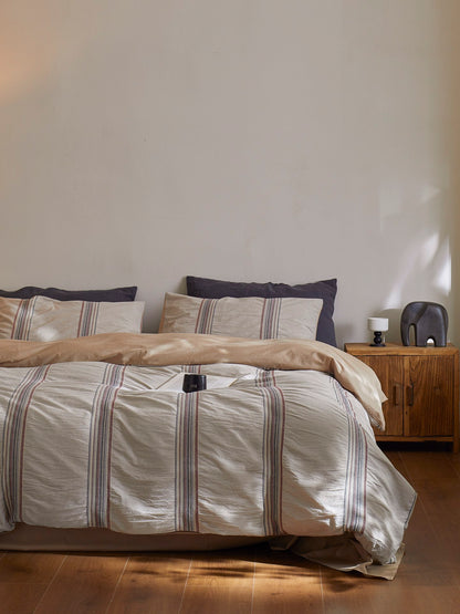 Heritage Stripe Cotton Jacquard Duvet Cover - Clay original reference image 9