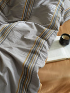 Heritage Stripe Cotton Jacquard Duvet Cover - Mist Blue original reference image 2