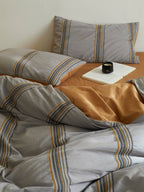 Heritage Stripe Cotton Jacquard Duvet Cover - Mist Blue original reference image 4
