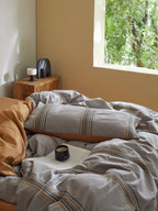 Heritage Stripe Cotton Jacquard Duvet Cover - Mist Blue original reference image 6