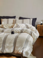 Heritage Stripe Cotton Jacquard Duvet Cover - Natural original reference image 1