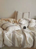 Heritage Stripe Cotton Jacquard Duvet Cover - Natural original reference image 4