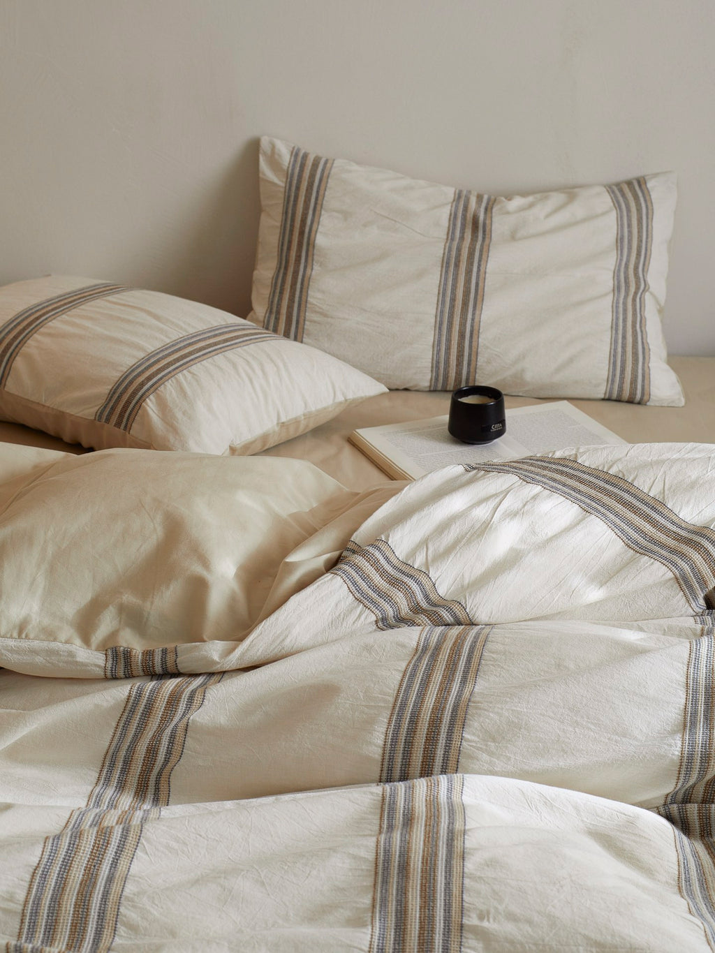 Heritage Stripe Cotton Jacquard Duvet Cover - Natural original reference image 5