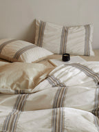 Heritage Stripe Cotton Jacquard Duvet Cover - Natural original reference image 5