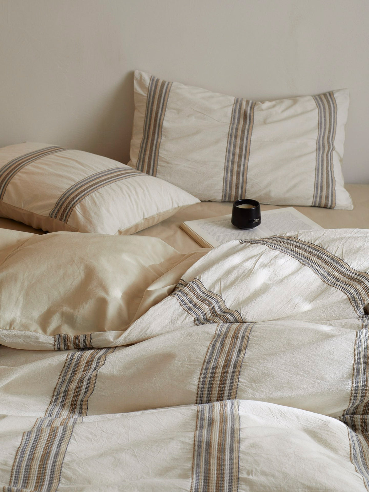 Heritage Stripe Cotton Jacquard Duvet Cover - Natural original reference image 5