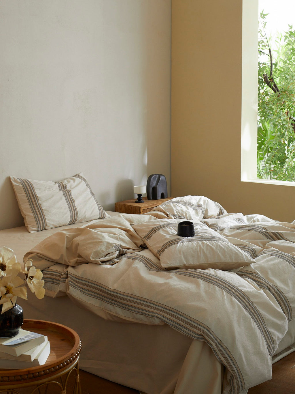 Heritage Stripe Cotton Jacquard Duvet Cover - Natural original reference image 6