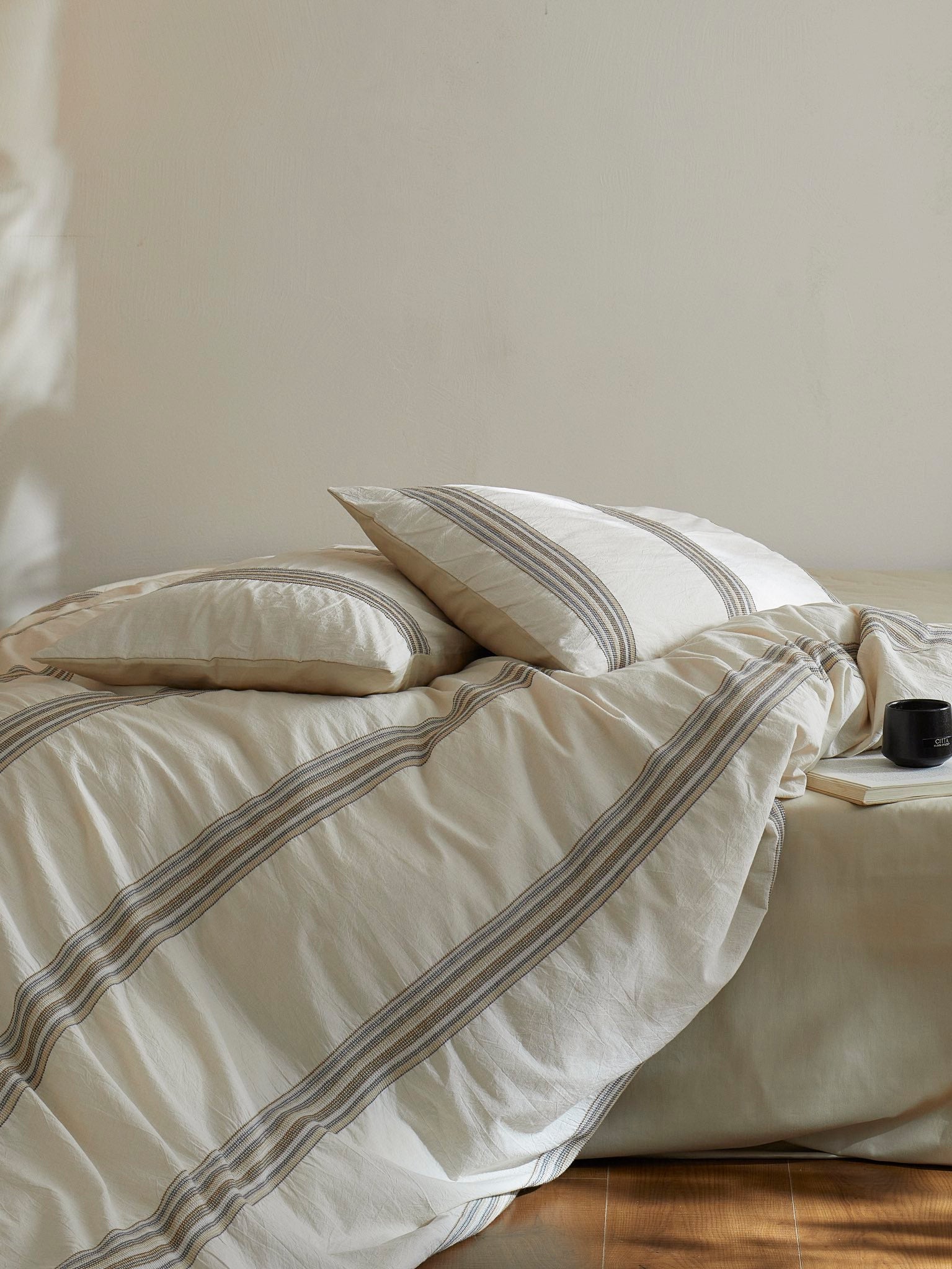 Heritage Stripe Cotton Jacquard Duvet Cover - Natural original reference image 8