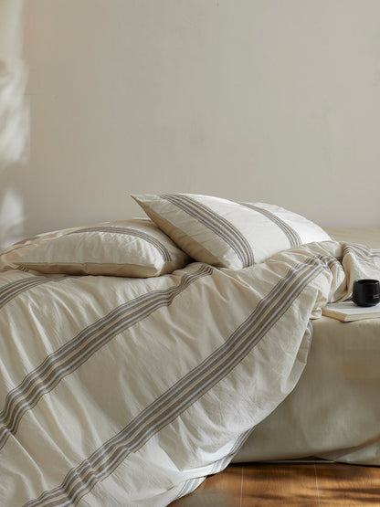 Heritage Stripe Cotton Jacquard Duvet Cover - Natural original reference image 8