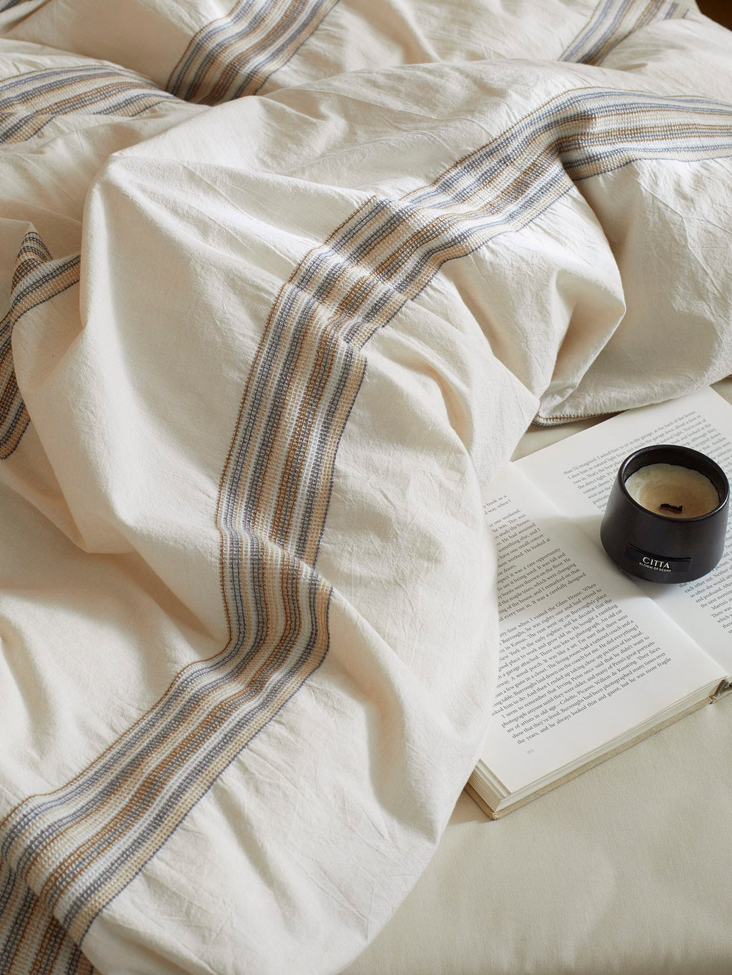 Heritage Stripe Cotton Jacquard Duvet Cover - Natural original reference image 9