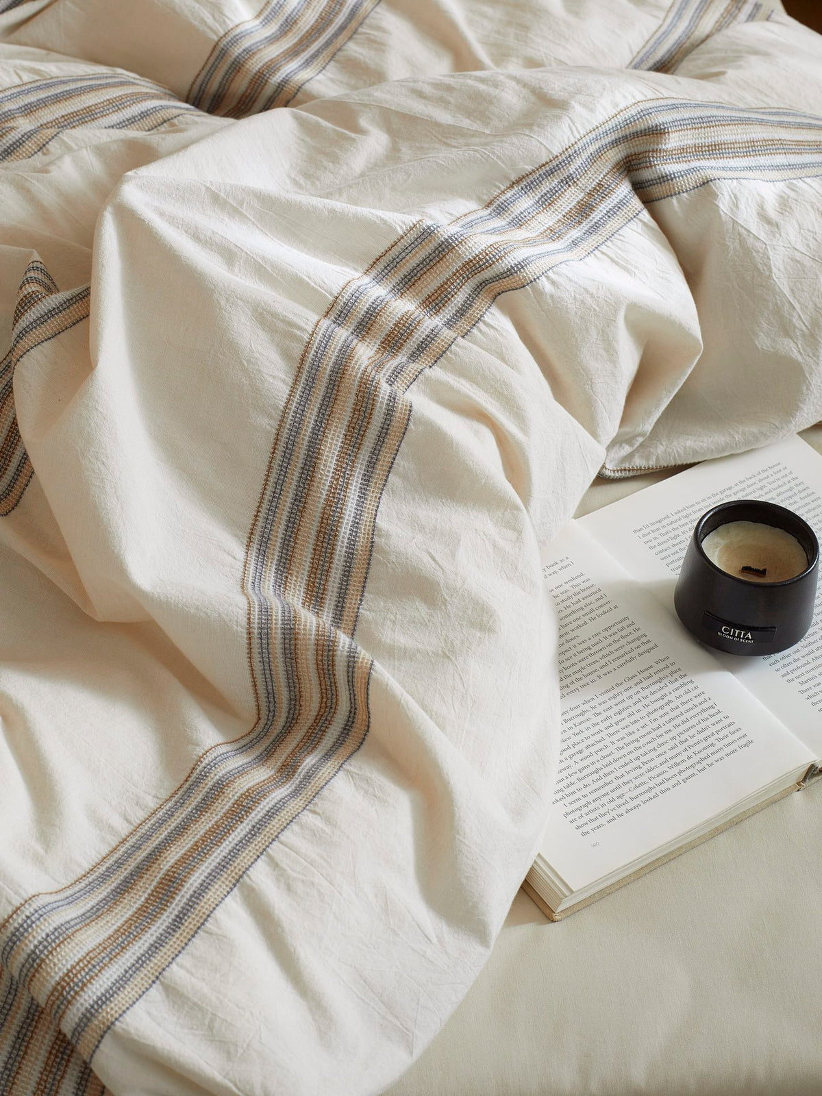 Heritage Stripe Cotton Jacquard Duvet Cover - Natural original reference image 9