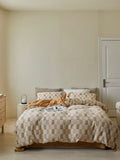 Honey Loft Check Cotton Jacquard Duvet Cover original reference image 1