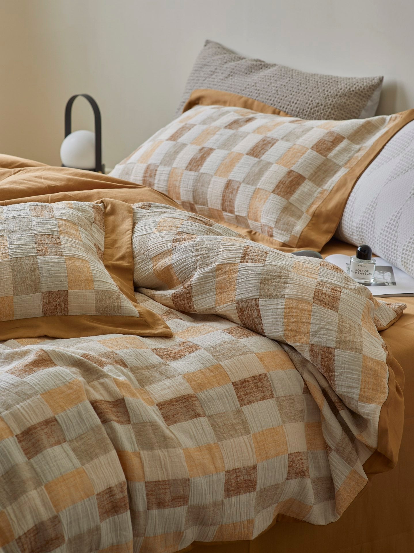 Honey Loft Check Cotton Jacquard Duvet Cover original reference image 8